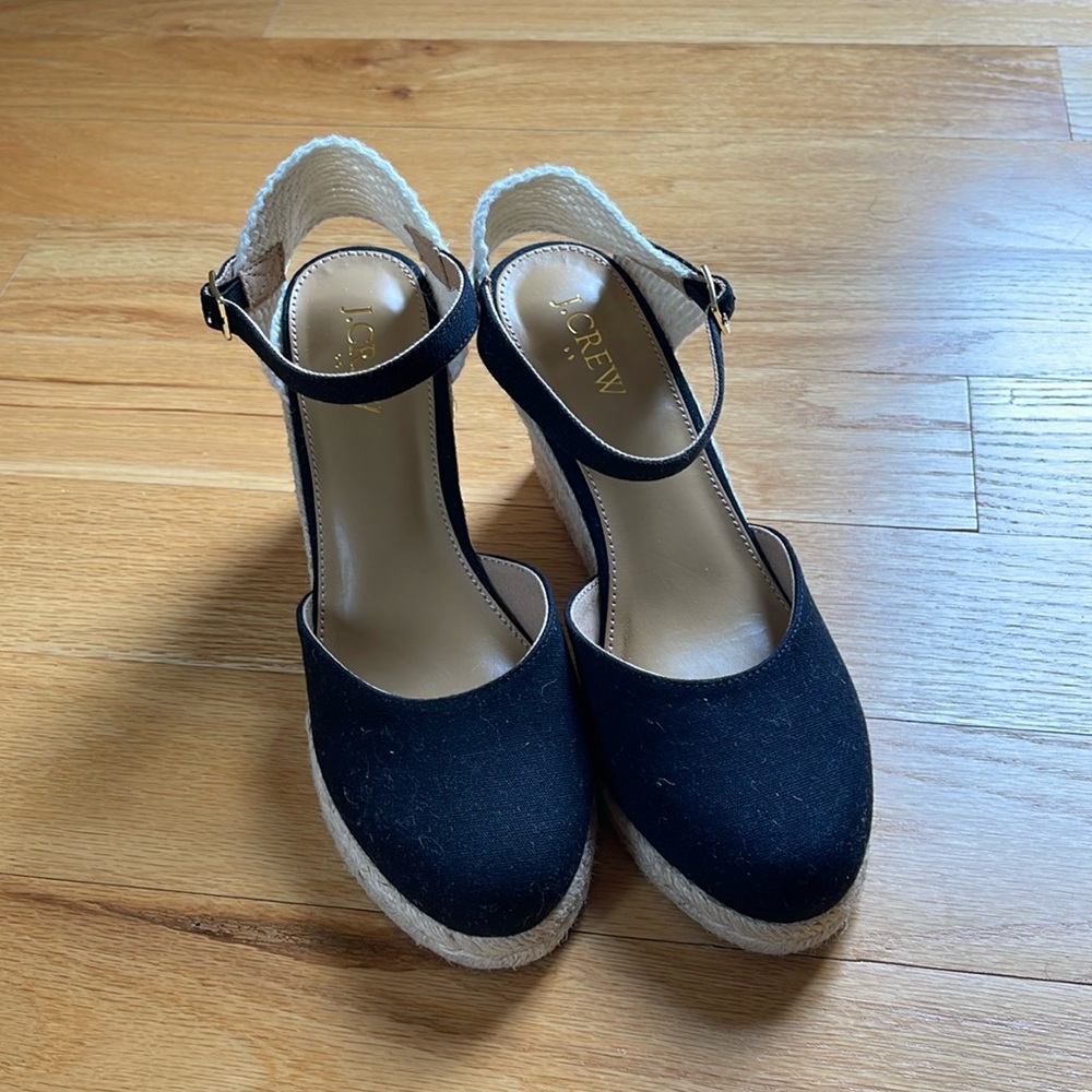 J.Crew Ankle strap espadrilles wedges.